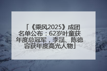 《乘风2025》成团名单公布：62岁叶童获年度总冠军，李晟、陈德容获年度高光人物
