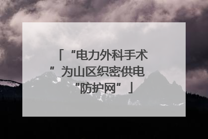 “电力外科手术”为山区织密供电“防护网”