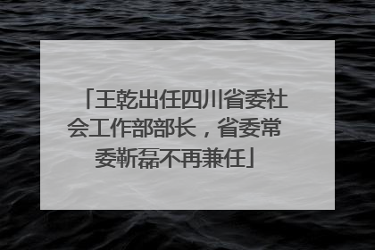 王乾出任四川省委社会工作部部长，省委常委靳磊不再兼任