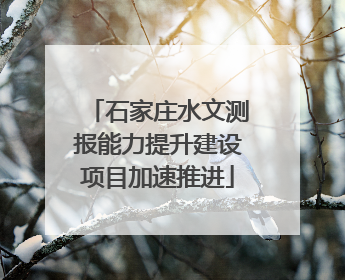 石家庄水文测报能力提升建设项目加速推进