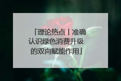 理论热点丨准确认识绿色消费升级的双向赋能作用