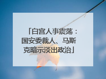 白宫人事震荡：国安委裁人、马斯克暗示淡出政治