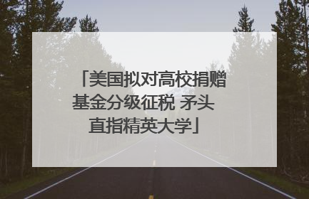 美国拟对高校捐赠基金分级征税 矛头直指精英大学