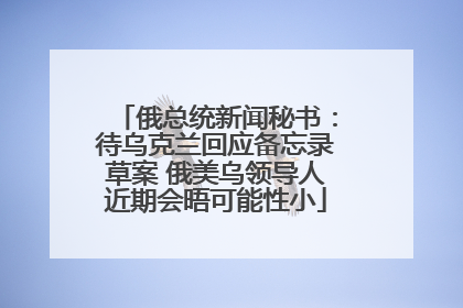 俄总统新闻秘书：待乌克兰回应备忘录草案 俄美乌领导人近期会晤可能性小