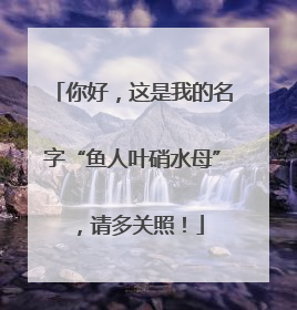 你好，这是我的名字“鱼人叶硝水母”，请多关照！