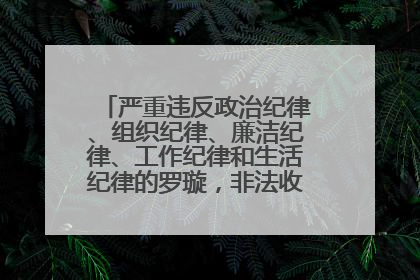 严重违反政治纪律、组织纪律、廉洁纪律、工作纪律和生活纪律的罗璇，非法收受他人巨额财物