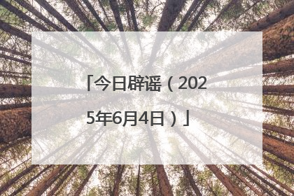 今日辟谣（2025年6月4日）