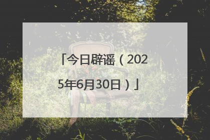 今日辟谣（2025年6月30日）