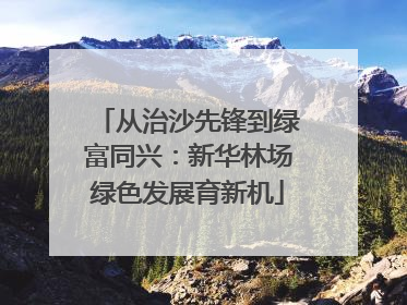 从治沙先锋到绿富同兴：新华林场绿色发展育新机