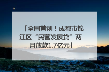 全国首创！成都市锦江区“民营发展贷”两月放款1.7亿元