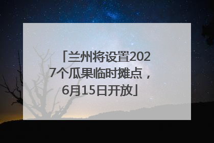 兰州将设置2027个瓜果临时摊点，6月15日开放