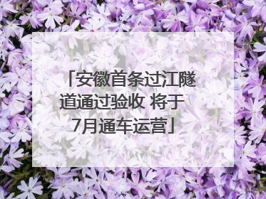 安徽首条过江隧道通过验收 将于7月通车运营