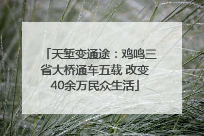 天堑变通途：鸡鸣三省大桥通车五载 改变40余万民众生活