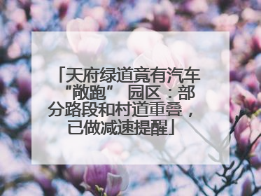 天府绿道竟有汽车“敞跑” 园区：部分路段和村道重叠，已做减速提醒