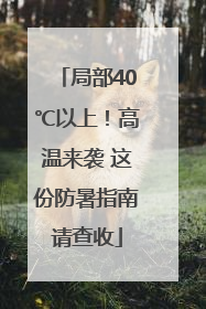 局部40℃以上！高温来袭 这份防暑指南请查收