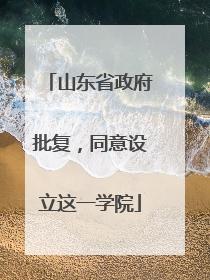 山东省政府批复，同意设立这一学院