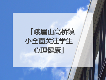 峨眉山高桥镇小全面关注学生心理健康