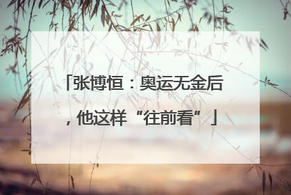 张博恒：奥运无金后，他这样“往前看”