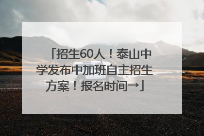 招生60人！泰山中学发布中加班自主招生方案！报名时间→