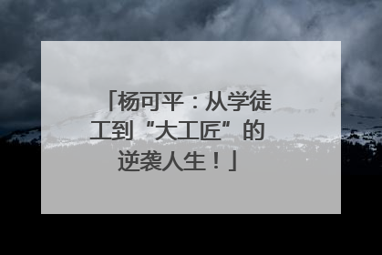 杨可平：从学徒工到“大工匠”的逆袭人生！