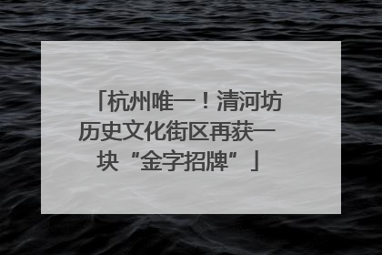 杭州唯一！清河坊历史文化街区再获一块“金字招牌”