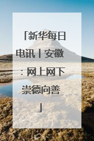 新华每日电讯丨安徽：网上网下 崇德向善
