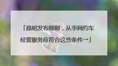 昆明发布细则，从事网约车经营服务应符合这些条件→