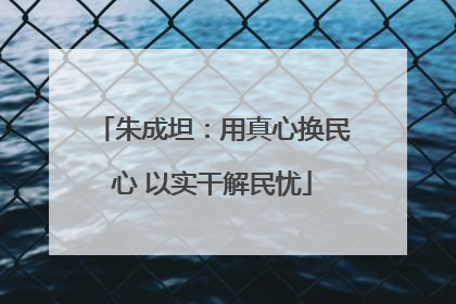 朱成坦：用真心换民心 以实干解民忧