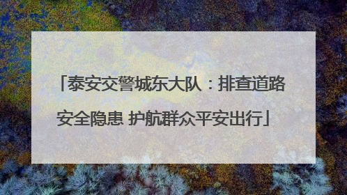 泰安交警城东大队：排查道路安全隐患 护航群众平安出行