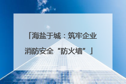 海盐于城：筑牢企业消防安全“防火墙”