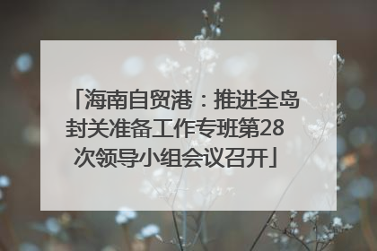 海南自贸港：推进全岛封关准备工作专班第28次领导小组会议召开