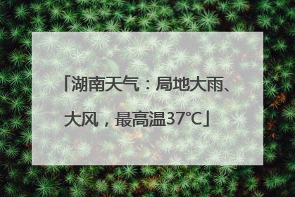 湖南天气：局地大雨、大风，最高温37℃