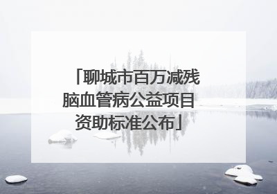 聊城市百万减残脑血管病公益项目资助标准公布