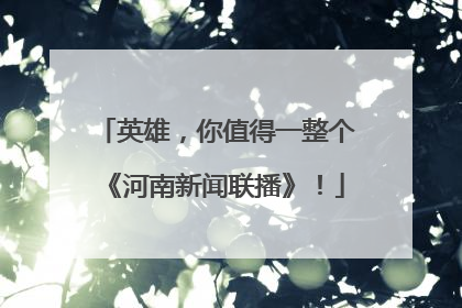 英雄，你值得一整个《河南新闻联播》！