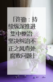 许勤：持续纵深推进集中整治 坚决纠治不正之风查处腐败问题