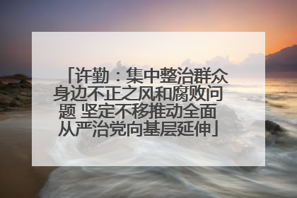 许勤：集中整治群众身边不正之风和腐败问题 坚定不移推动全面从严治党向基层延伸