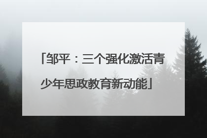 邹平：三个强化激活青少年思政教育新动能