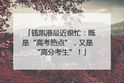 钱凯港最近很忙：既是“高考热点”，又是“高分考生”！
