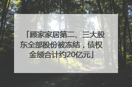 顾家家居第二、三大股东全部股份被冻结，债权金额合计约20亿元