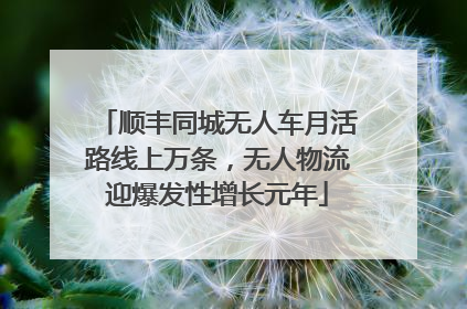 顺丰同城无人车月活路线上万条，无人物流迎爆发性增长元年