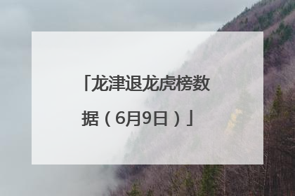 龙津退龙虎榜数据（6月9日）