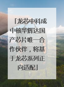 龙芯中科成中核华辉达国产芯片唯一合作伙伴，将基于龙芯系列正向适配