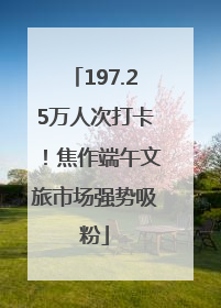 197.25万人次打卡！焦作端午文旅市场强势吸粉
